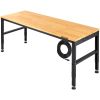 VEVOR Workbench Adjustable Height; 61" x 20" Garage Table w/ 27.1" - 36" Heights & 2000 LBS Load Capacity; with Power Outlets & Hardwood Top & Metal F