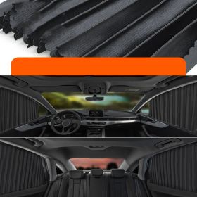 Sunscreen Heat Insulation Auto Retractable Sun Curtain (Option: Black-Four piece set)