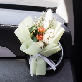 Car Aromatherapy Vent Perfume Creative Eternal Handmade Dried Bouquet RoseOrnament (Option: 02 Bamboo Stone Light Green-Jasmine Flavor)